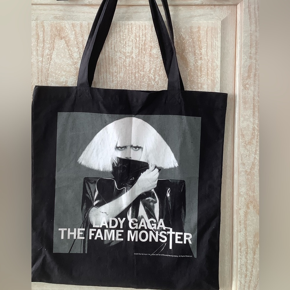 Gaga The Fame Monster Ball Concert Tour 
Black album cover Tote Bag 2010